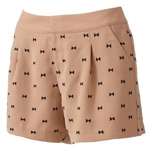 LC Lauren Conrad Tan Shorts w/ Bow Pattern